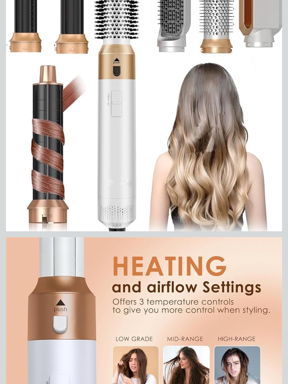 5-in-1 Hair Dryer Brush System High- Speed Air Brush,Curling Wrap, Curling Iron